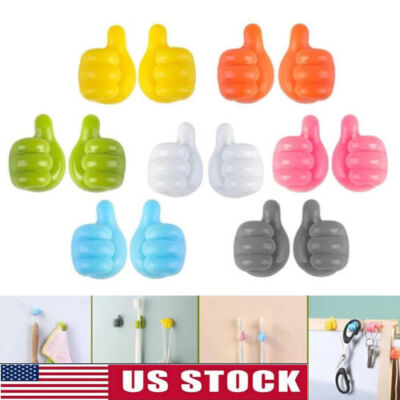 10Pcs Creative Thumbs Up Shape Wall Hook Clip Holder Adhesive Organizer