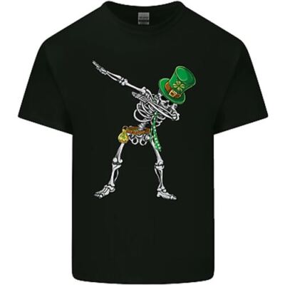 St Patricks Jour Tamponnant Squelette Tête de Mort Hommes Coton T-Shirt Tee Haut