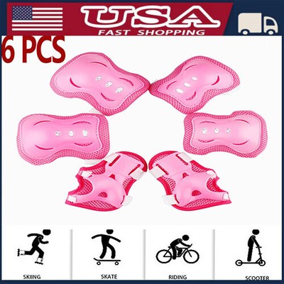 6Pcs Skating Protective Gear Set Wrist Elbow Knee Pads Bike Skateboard For Kids