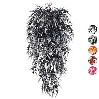  Artificial Hanging Plants Fake Hanging Lavender Faux UV 4 Pcs Blackwhite