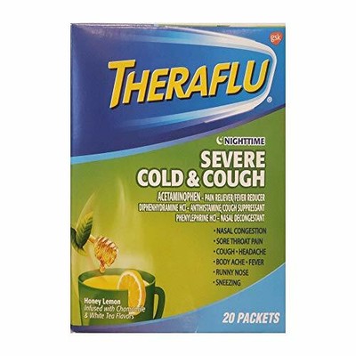 Theraflu Severe Cold & Cough Nighttime, Honey Lemon, 20 ...