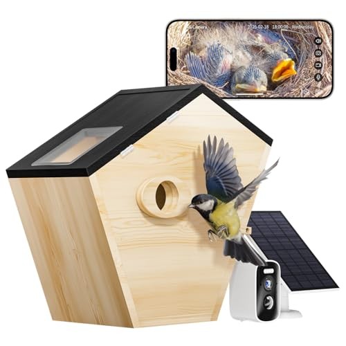 Smart Bird House with 5MP HD Camera, Solar-Powered & Night