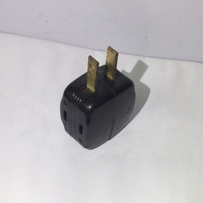 VTG BROWN BAKELITE 3-WAY PLUGIN ADAPTER OUTLET 15A/12V MADE IN USA WORKS!