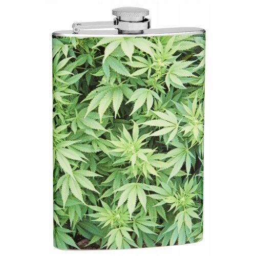 8 Oz Marijuana (pot) Leaf Hip Flask