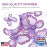 Beaupretty 50pcs Butterflies, DIY Craft Sheer Mesh Wire Glitter Butterfly with Gem for Wedding Home Decor Party (Purple)
