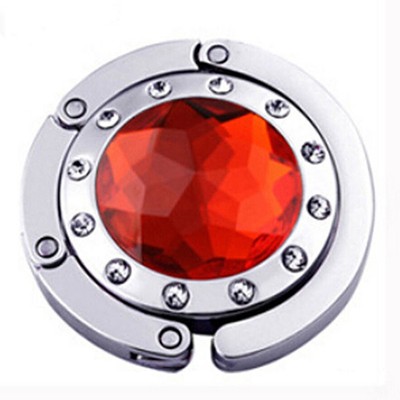 Lady Red Crystal Folding Bag Portable Purse Table Handbag Hook Hanger Holder