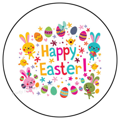 HAPPY EASTER ENVELOPE SEALS LABELS STICKERS PARTY FAVORS