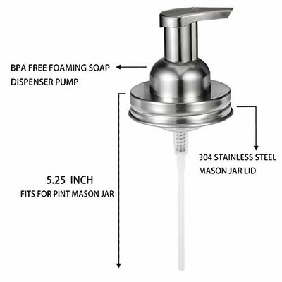 Mason Jar Foaming Soap Pump Dispenser Lids(2)-Rustproof Brus
