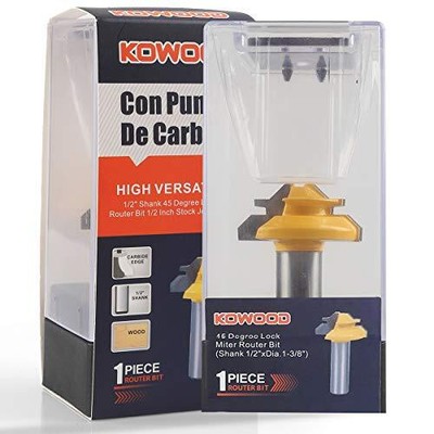 Lock Miter Router bit 45 Degree 1/2 Inch Shank Professional Wood Cutting Tool...