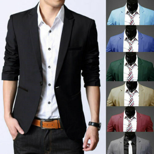 Herren Langarm Blazer Anzugjacke Freizeit Business Büro Sakko Anzug Jacke Top