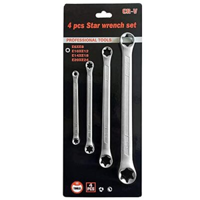 4 Piece TRX-Star E-Torx Box Wrench Set, E6 E8 E10 E12 E14 E18 E20 E24 Torx To...