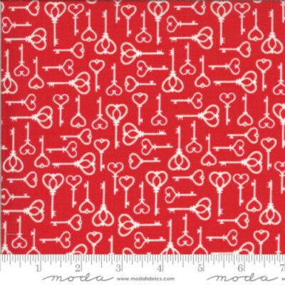 Moda Be Mine Love Dove by Stacy Iest Hsu 20714 14 Red Key to My Heart COTTON
