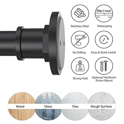 BRIOFOX Industrial Shower Curtain Rod - 2-in-1 Design Tension Curtain Rod - N...