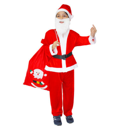 Vestito Custome Di Babbo Natale Feltro Bambini Ragazzi 10-13 anni dfh