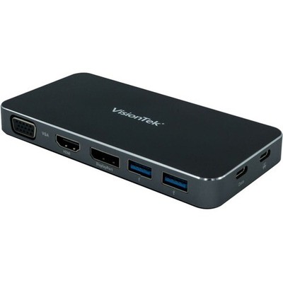 VisionTek VT200 USB-C Portable Dock - Dual Display - 100W Power Passthrough