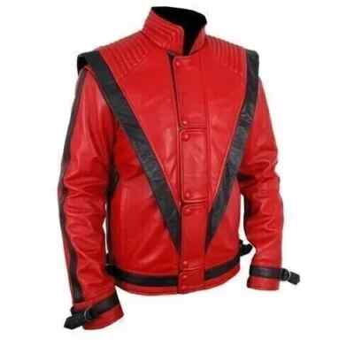 Michael Jackson MJ Thriller Red Premium Real Leather Jacket For Men's