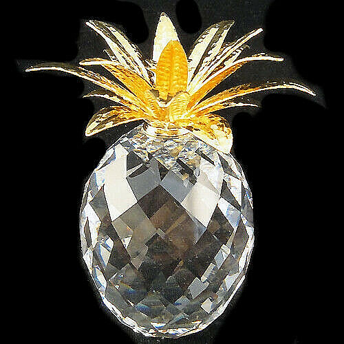 SWAROVSKI PINEAPPLE Crystal Gold Plated Leaves 2.4