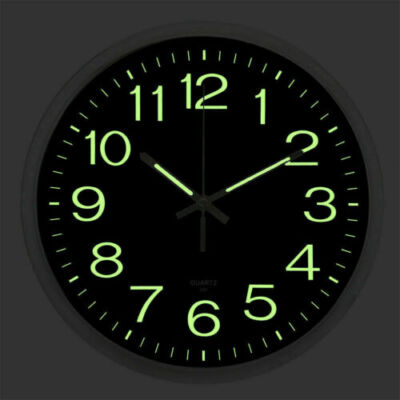 Large Wall Clock Glow In Dark Silent Quartz Indoor Outdoor Luminous Decor 12''