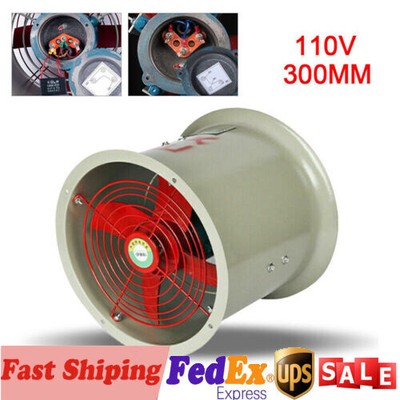 12'' Explosion-proof Axial Fan Cylinder Pipe Spray Booth Paint Fumes Exhaust Fan