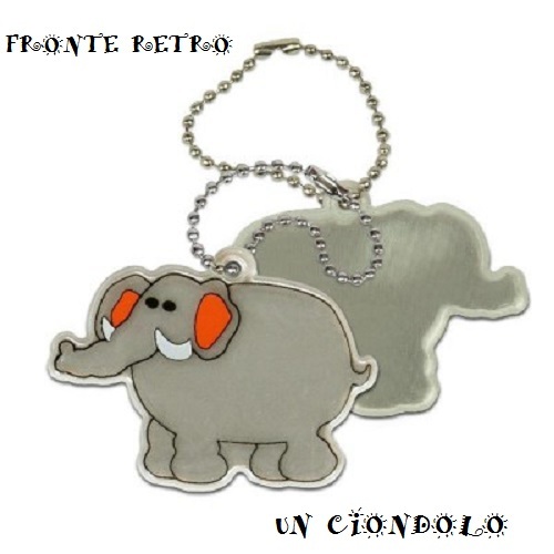 UN PORTACHIAVI CIONDOLO IN PVC RIFLETTENTE LUCE A FORMA DI ELEFANTINO BIANCO NEW