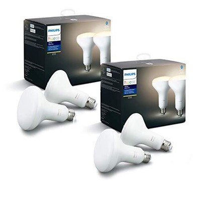 White 4-Pack 2700K Smart BR30 Bulbs with Bluetooth & Zigbee compatible (Hue H...