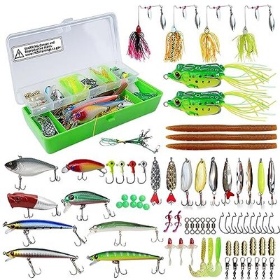 114pcs Fishing Lures Accessories Kit Fishing Minnow,Crankbait,Frog,Spinner 