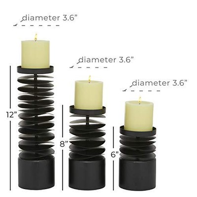 Contemporary Metal Solid Candle Holder Set Of 3 6" 8" 12"h