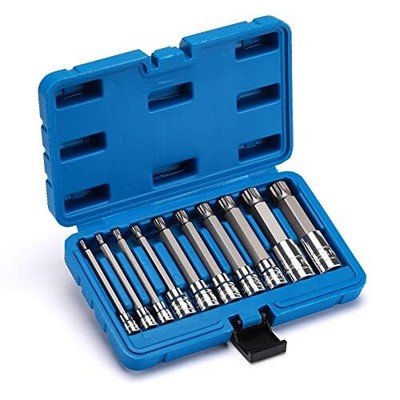  10PCS Triple Square Spline Bit Socket Set, Extra Long 4'' Length, M4-M18, S2 