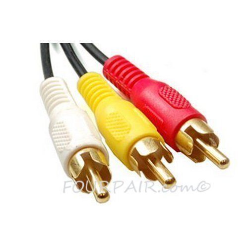 3ft 3-rca Red White Yellow Composite Stereo Audio Video Av Cable Cord Vcr Dvd