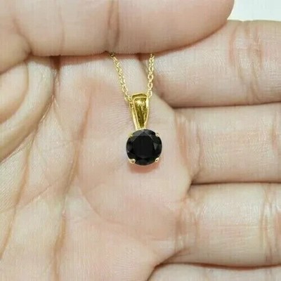 1Ct Round Lab Created Diamond Women's Engagement Pendant 14K Yellow Gold Plated