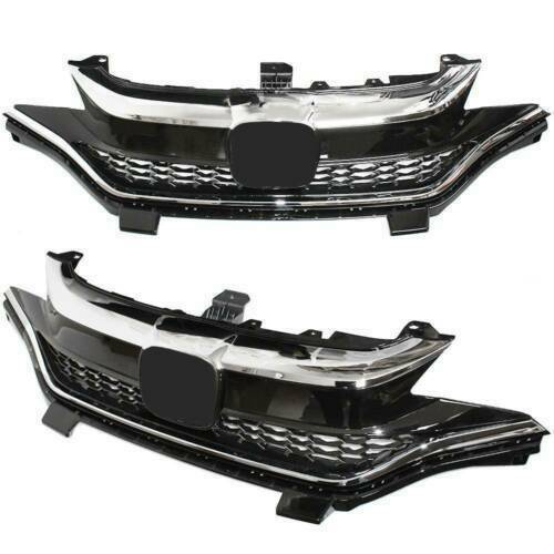 For 2018-2020 Honda Fit Hatchback Black&Chrome Honeycomb Bumper Upper grille