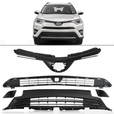 Fit Toyota RAV4 2016-2018 LE Front Upper Lower Grille Towing Covers Combo Set