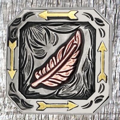 Tri-Color Arrow With Feather 1-1/2 Inch Concho CON301-F-C
