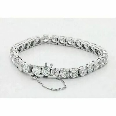 10Ct Round Lab Created Diamond Tennis Women's Bracelet 14K White Gold Plated