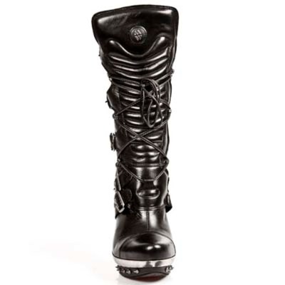 Pre-owned New Rock Newrock M.punk001 C1 Black Exclusive Rock Punk Gothic Boots - Womens