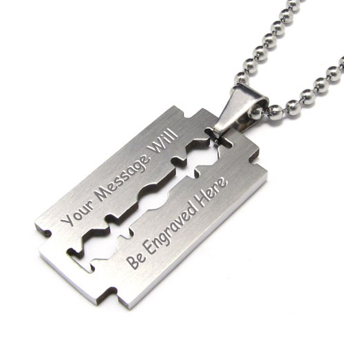 [ReinSein]ACC★Razor//Lid Necklace Sterling Silver Razor Blade Necklace Italy 1 1/2 inch 16
