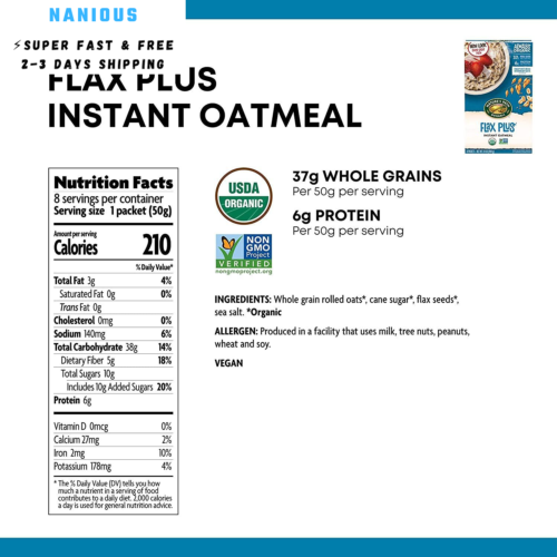 Nature's Path Flax Plus Instant Oatmeal, Healthy, 14 Ounce (Pack of 6)