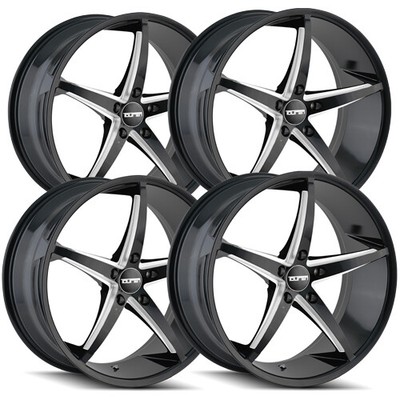 (Set of 4) Touren TR70 18x8 5x115 +20mm Black/Milled Wheels Rims 18'' Inch