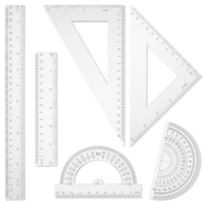Giantree Plastic Ruler Math Set, 6 Pcs Clear Ruler Geometry Set includes 