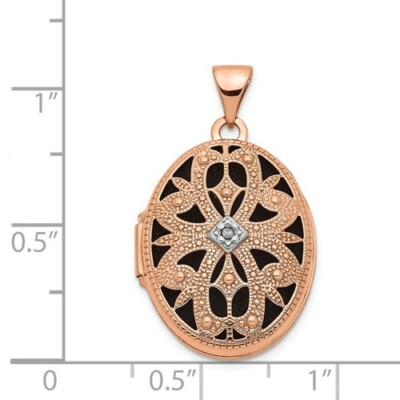 Pre-owned Wishing For Claudia 14k Rose Gold Antique-style Textured Locket With Diamond - 1" Inch Length