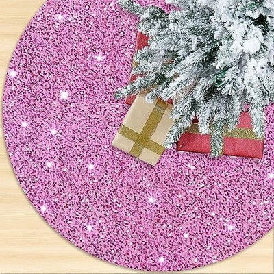 Pink Tree Skirt Small Sequin Christmas Tree Skirt 21 Inch Velvet Mini Tree Sk...