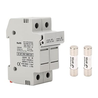 Solar PV Fuse Holder 2P 32A PV Fuse Holder with 2PCS 20A Photovoltaic Fuses f...