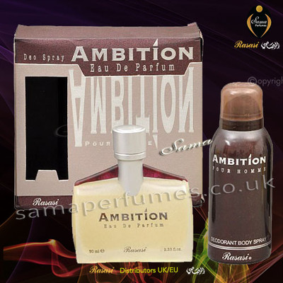 Ambition Men Spray+DEO -150ML -Aromatic Musky-RASASI UK/EU Official Distributors