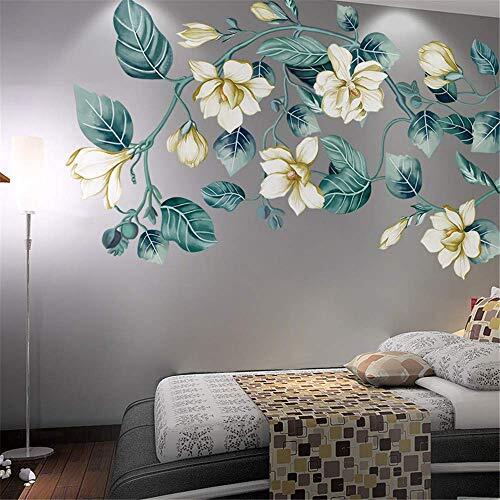 Amaonm Removable DIY 3D Blue Vine White Floral Leaf Art