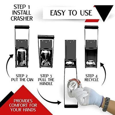 Can Crusher Wall Mounted Aluminum Can Crusher 16oz 12oz 8oz Heavy Duty Black