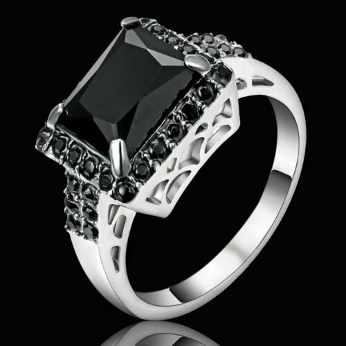 Anillos de moda platinado Obsidiana