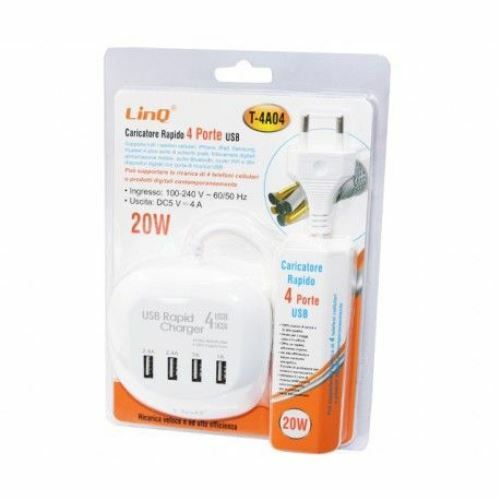 Multipresa Caricatore Rapido 20W 4 Porte Usb 4A Linq T-4A04