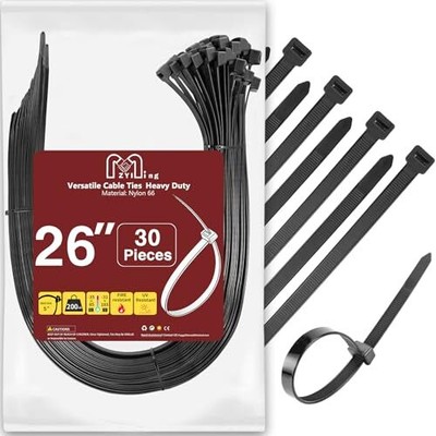 Zip Ties Heavy Duty 200 lb 26 Inch, Extra Long Cable Ties Wide Plastic Ties L...