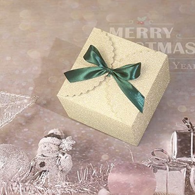 WEWILUCK Small Gift Boxes for Presents Gold Glitter Christmas Gift Boxes Bulk...