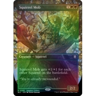Foil Squirrel Mob (borderless) X4 M/NM Magic MTG Bloomburrow: Commander